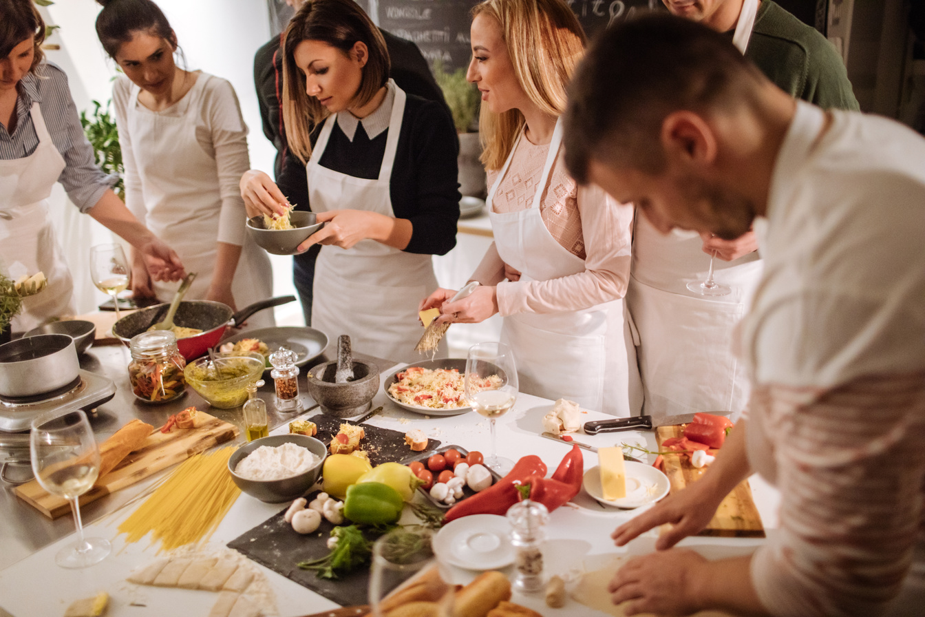 Cooking class in progress